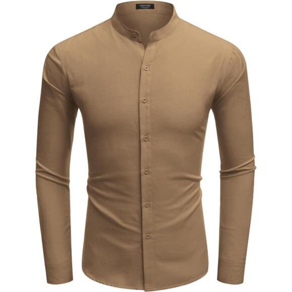 Men's Long Sleeve Oxford Dress Shirts Chambray Button Down Shirt - Picture 4 of 6